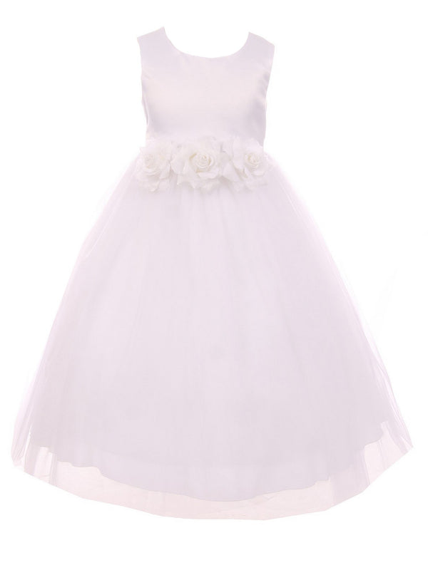 Kids Dream Little Girls White Floral Lace Illusion Tulle Flower Girl Dress 2-6 - SophiasStyle.com